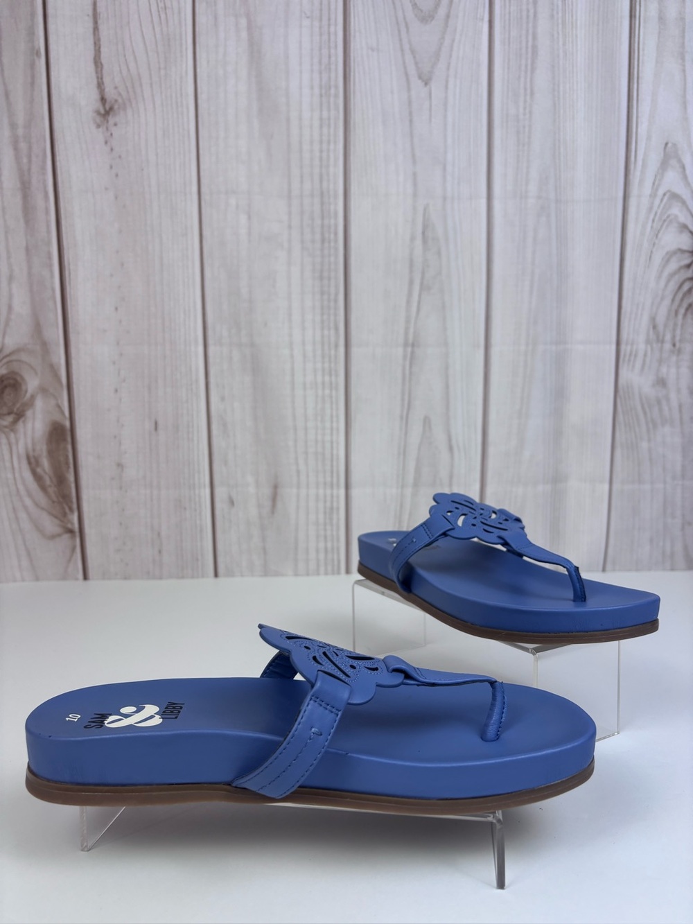 Sam & Libby Alexandra Floral Thong Flip Flop Sandals Slip-On Medallion Blue 10 - Picture 3 of 13